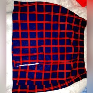 Plaid one leg slit skirt